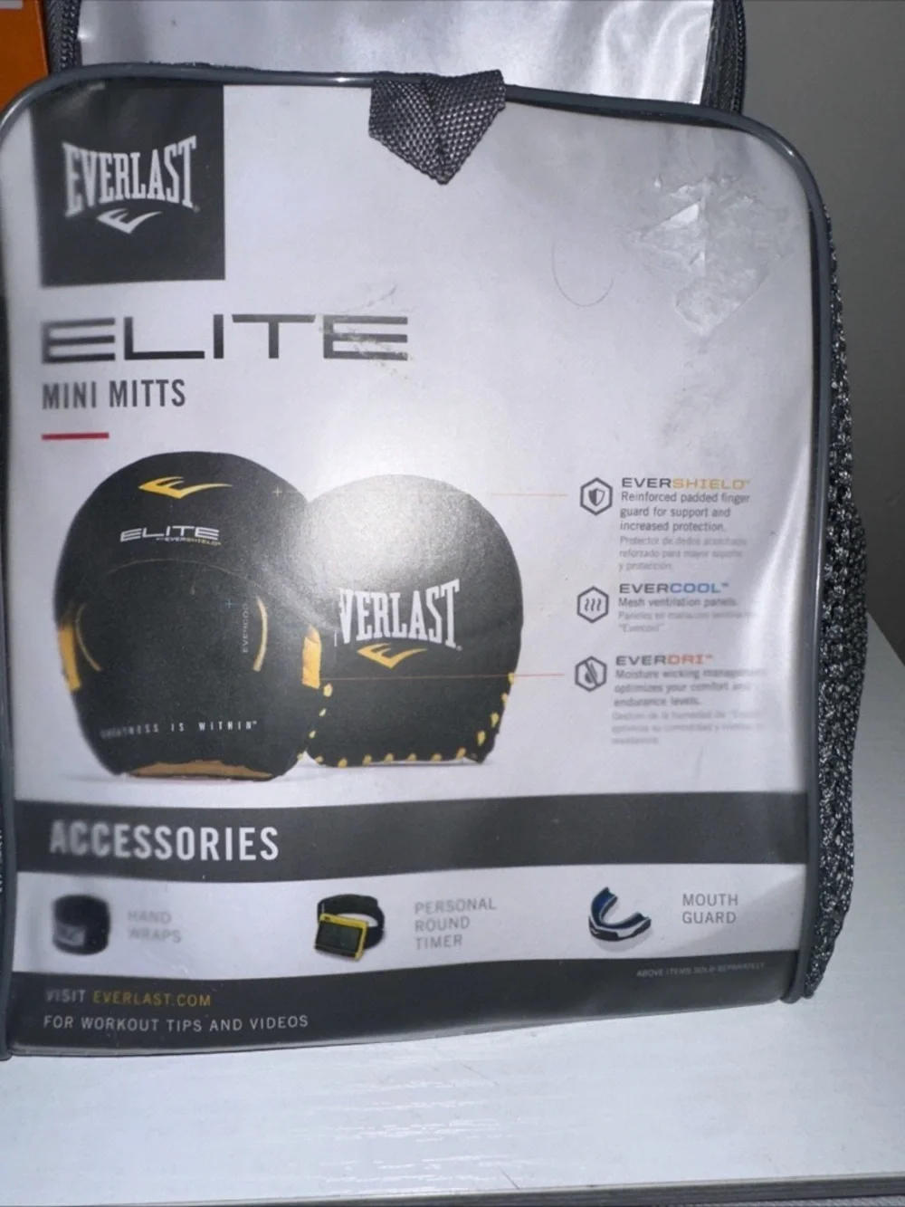 Everlast Black with Yellow Accent Elite Mini Mitts - Picture 1 of 4